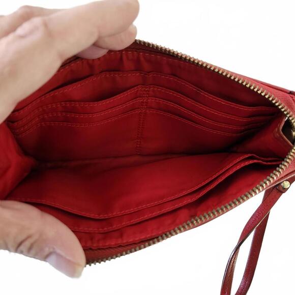 Vintage Coach Women's Wristlet Small Brown Red Signature Canvas Leather Clutch - Picture 10 of 13